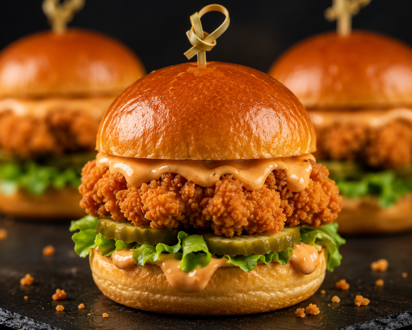 Mini crispy chicken slider on a brioche bun