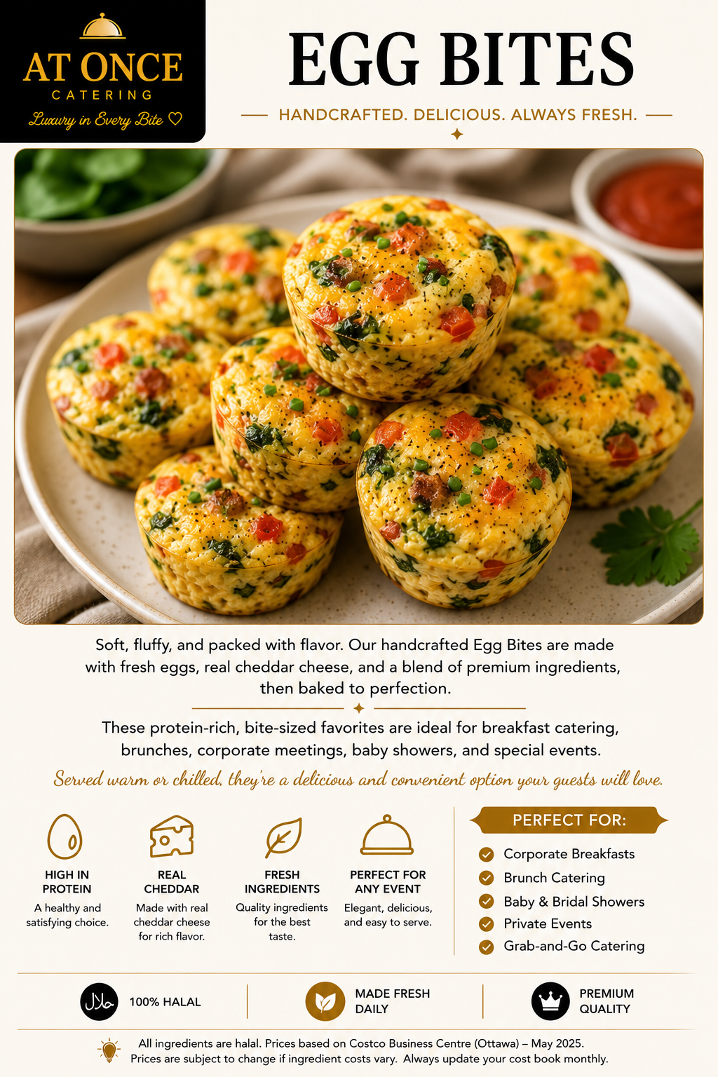 Fresh baked egg bites with vegetables
