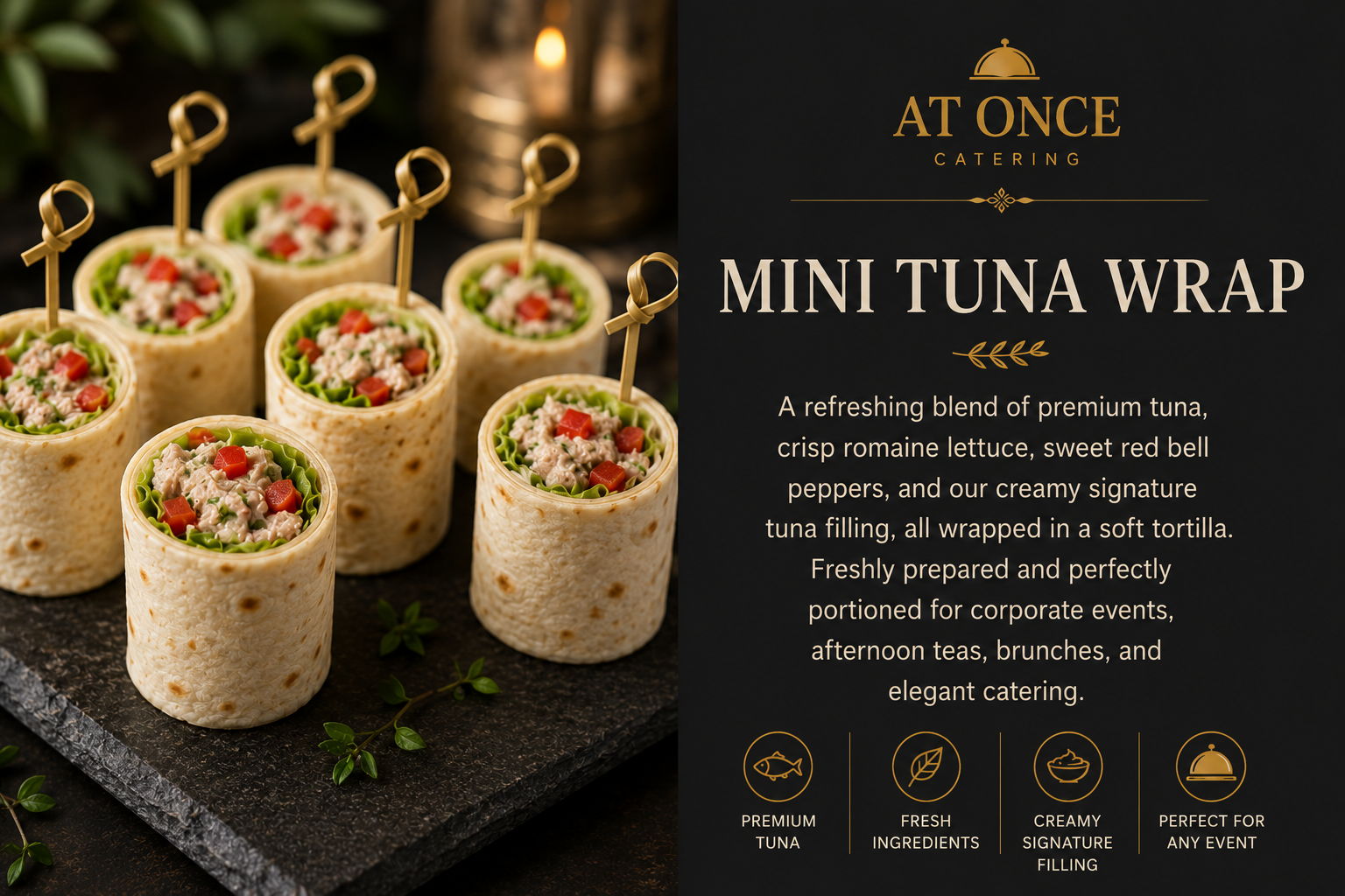 Mini tuna pinwheel wraps with crisp lettuce