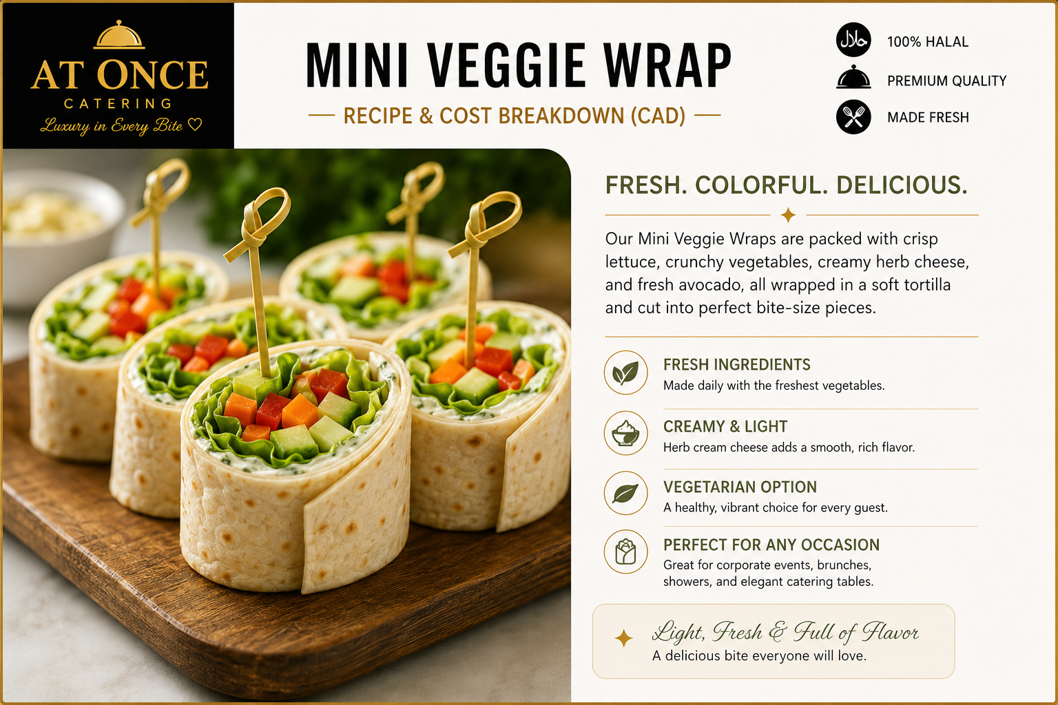 Colourful vegetarian mini wraps with fresh vegetables